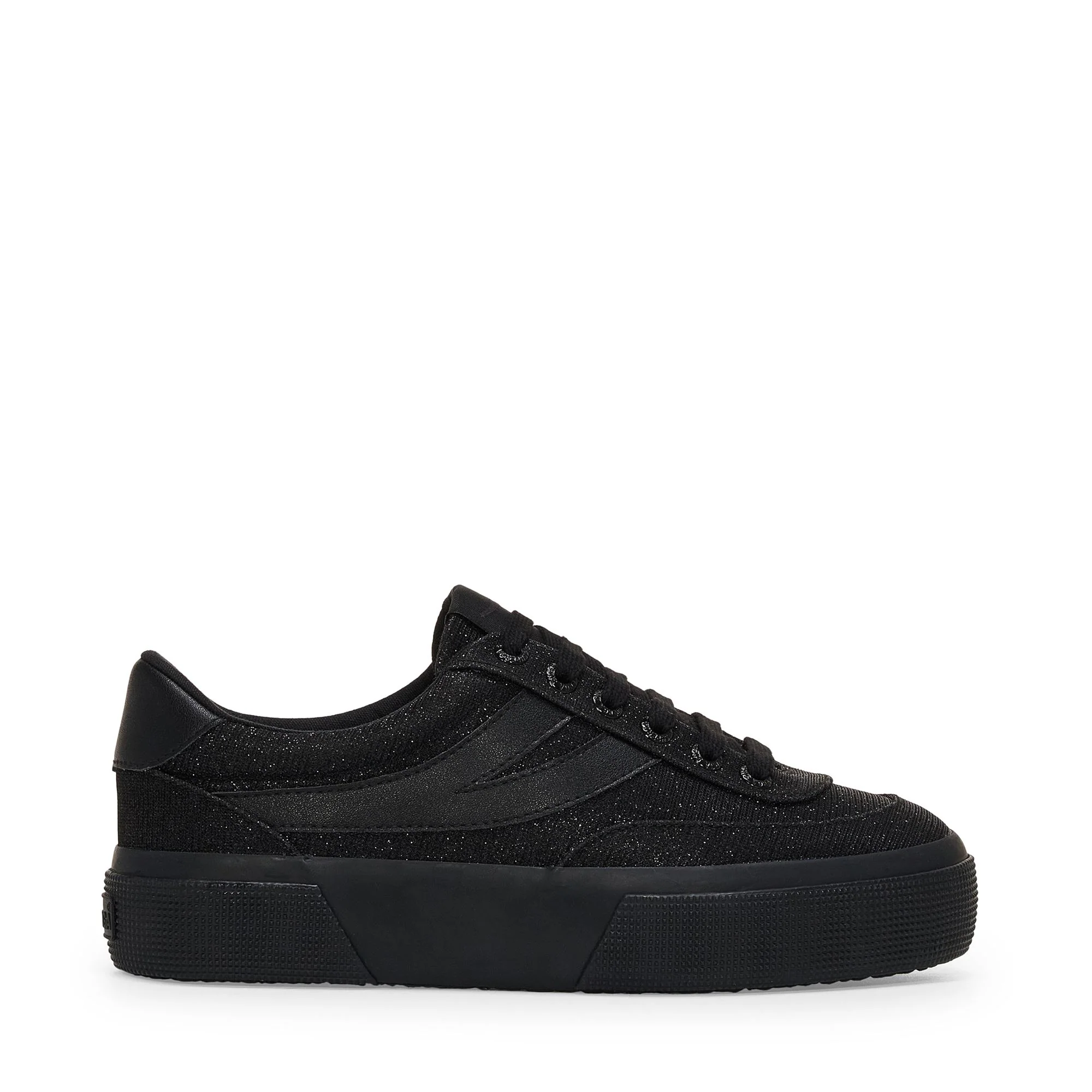 3740 PLATFORM JERSEY LAME BLOCKS LEGGERA - Lady Shoes - Wedge - Woman - Total Black-Black