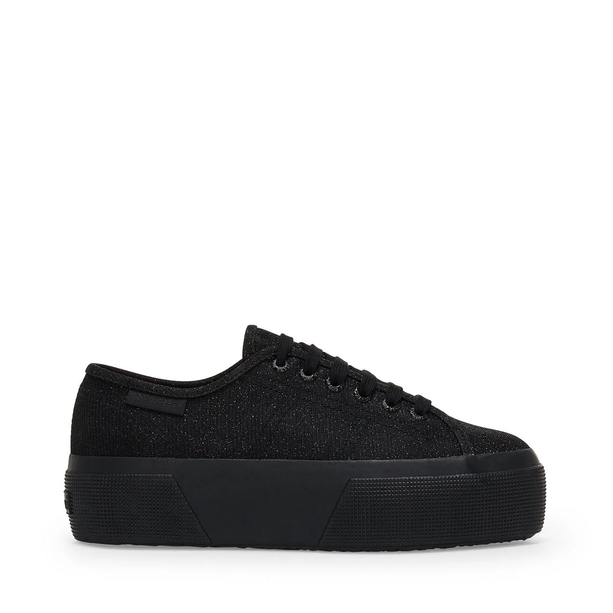 3790 PLATFORM JERSEY LAME LEGGERA - Lady Shoes - Wedge - Woman - Total Black-Black