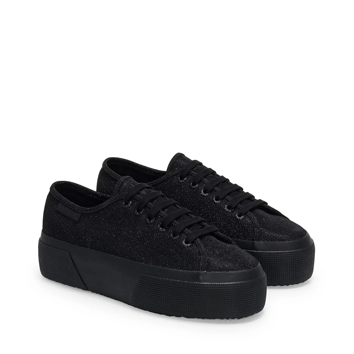 3790 PLATFORM JERSEY LAME LEGGERA - Lady Shoes - Wedge - Woman - Total Black-Black - Image 2