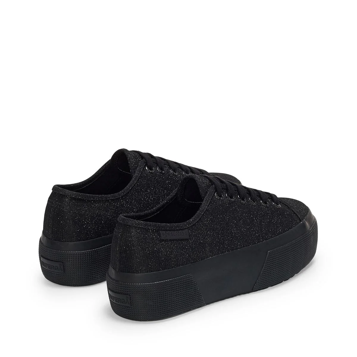 3790 PLATFORM JERSEY LAME LEGGERA - Lady Shoes - Wedge - Woman - Total Black-Black - Image 3