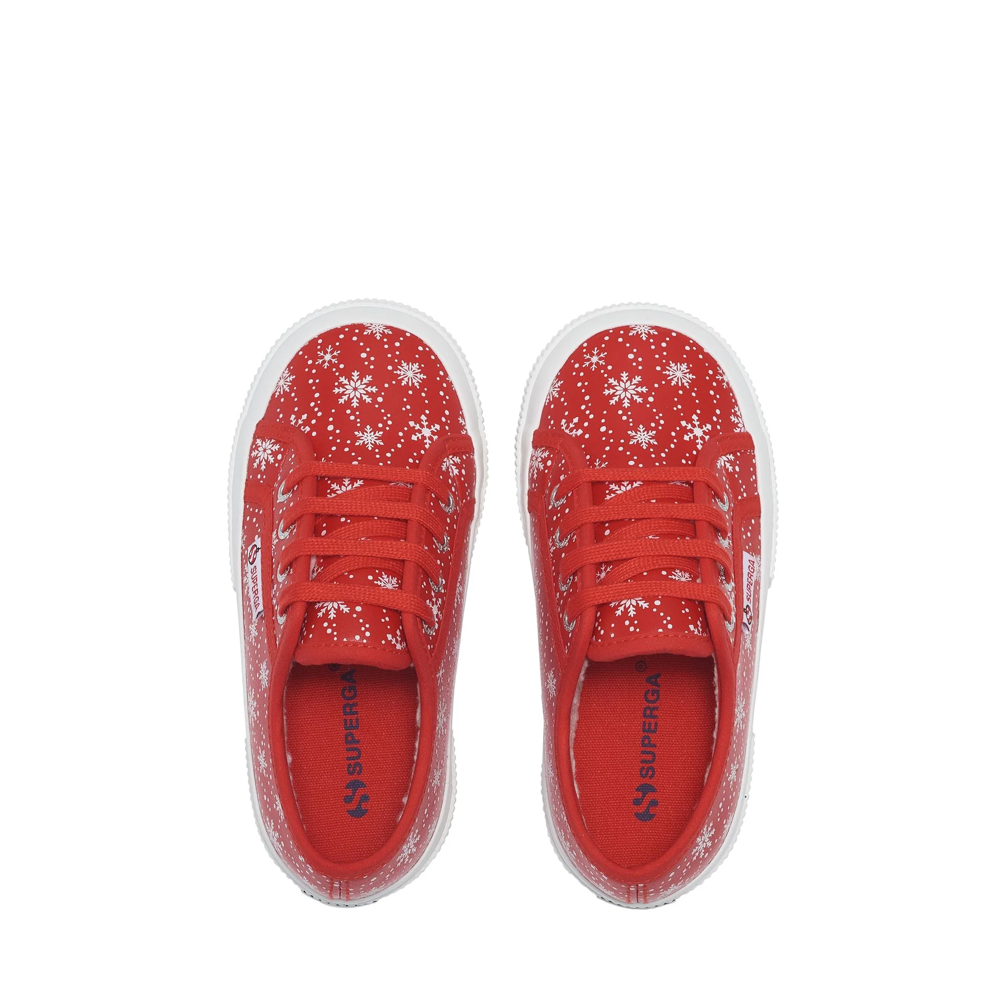 2750 KIDS VEGAN MATERIAL SNOWFLAKES - Le Superga - Low Cut - Kid unisex - Red-Snowflakes - Image 4
