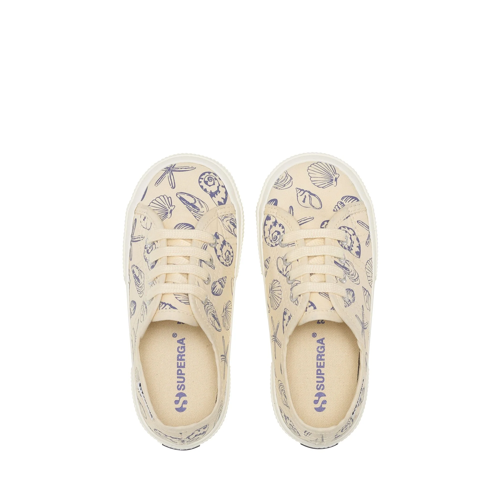 3750 KIDS SEASHELLS PRINT LEGGERA - Le Superga - Low Cut - Kid unisex - Beige Lt Eggshell-Blue Velvet - Image 4